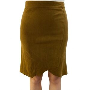 Vintage Faux Suede Skirt Brown Asymmetrical Midi Small USA Made Cosplay Festival